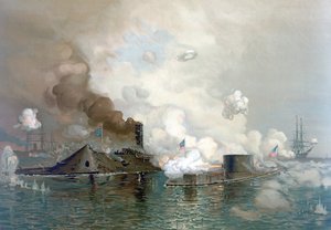 The Monitor and Merrimac, 9 mars 1862, pub.1886