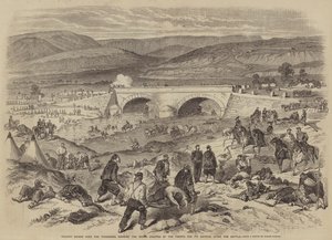 Traktir-bron över Tchernaya, som visar de verk som byggdes av fransmännen för sitt försvar efter slaget