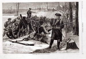 Vinterscen vid Continental Army Encampment i Valley Forge, Pennsylvania, 1780, från 