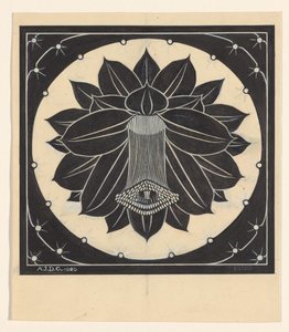 Blomma i fyrkantig ram med stjärnformer av Julie de Graag (signed by artist)