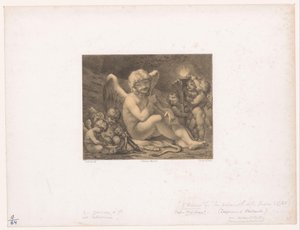 Amor och putti vässar sina pilar Les Preparatifs de la guerre av Julien Leopold Boilly