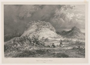 Ruinerna av Chateau dArtns nära Huelgoat, Bretagne, 1845-1846. av Julien Louis Jacottet