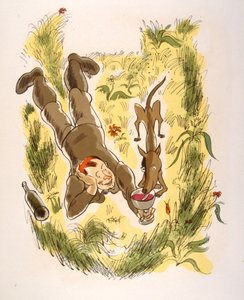 Humoristisk vinillustration 1946. Illustration av Julien Pavil av Julien Pavil