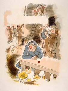 Humoristisk vinillustration 1946. Illustration av Julien Pavil av Julien Pavil