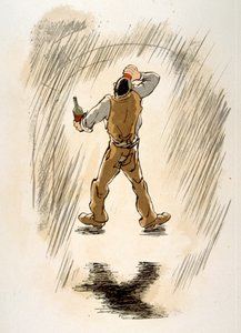 Humoristisk vinillustration 1946. Illustration av Julien Pavil