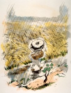 Humoristisk vinillustration 1946. Illustration av Julien Pavil