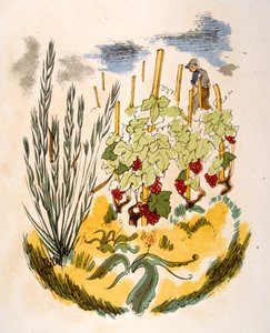 Humoristisk vinillustration 1946. Illustration av Julien Pavil