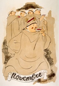 Humoristisk vinillustration 1946. Illustration av Julien Pavil av Julien Pavil