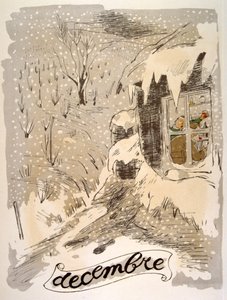 Humoristisk vinillustration 1946. Illustration av Julien Pavil av Julien Pavil