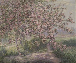Ett blommande äppelträd (olja på duk) av Juliette Wytsman