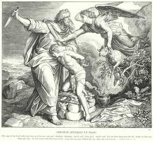 Abraham offrar Isak (gravyr) av Julius (after) Schnorr von Carolsfeld