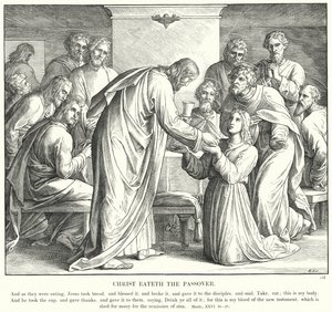 Kristus äter påsken (gravyr) av Julius (after) Schnorr von Carolsfeld