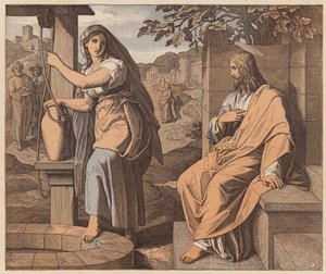 Kristus och kvinnan från Samaria, St John, IV av Julius (after) Schnorr von Carolsfeld