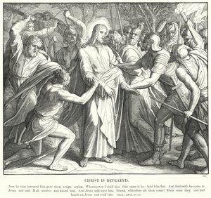 Kristus är förrådd (gravyr) av Julius (after) Schnorr von Carolsfeld