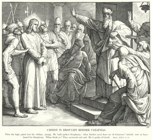 Kristus förs inför Kaifas (gravyr) av Julius (after) Schnorr von Carolsfeld