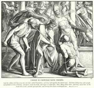 Kristus är krönt med törnar (gravyr) av Julius (after) Schnorr von Carolsfeld