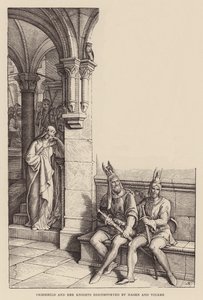 Criemhild och hennes riddare besvärade av Hagen och Volker (gravyr) av Julius (after) Schnorr von Carolsfeld
