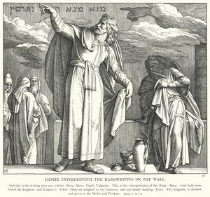 Daniel tolkar handstilen på väggen (gravyr) av Julius (after) Schnorr von Carolsfeld