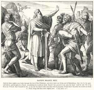Davids mäktiga män (gravyr) av Julius (after) Schnorr von Carolsfeld