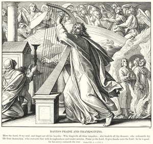 Davids lovsång och tacksägelse (gravyr) av Julius (after) Schnorr von Carolsfeld
