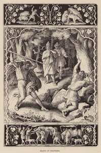 Siegfrieds död (gravyr) av Julius (after) Schnorr von Carolsfeld