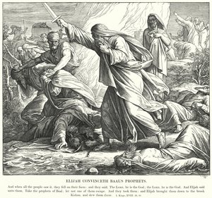 Elia Convinceth Baals profeter (gravyr) av Julius (after) Schnorr von Carolsfeld