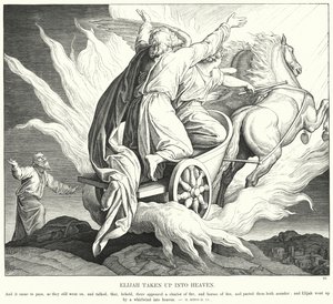 Elia upptagen till himlen (gravyr) av Julius (after) Schnorr von Carolsfeld