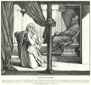 Hannas bön (gravyr) av Julius (after) Schnorr von Carolsfeld