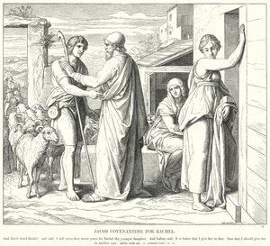 Jacob Covenanting for Rachel (gravyr) av Julius (after) Schnorr von Carolsfeld