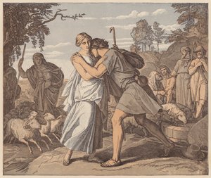 Jakob och Rakel vid brunnen, Första Moseboken, XXIX av Julius (after) Schnorr von Carolsfeld
