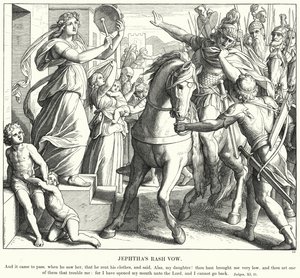 Jeftas utslagslöfte (gravyr) av Julius (after) Schnorr von Carolsfeld