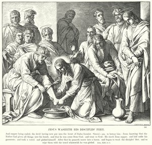 Jesus tvättar sina lärjungars fötter (gravyr) av Julius (after) Schnorr von Carolsfeld