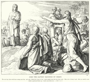 Johannes Döparen vittnar om Kristus (gravyr) av Julius (after) Schnorr von Carolsfeld