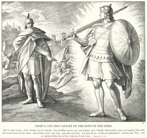 Josua och kaptenen för Herrens här (gravyr) av Julius (after) Schnorr von Carolsfeld
