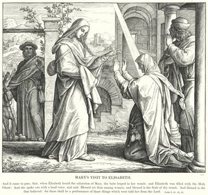 Marias besök hos Elisabeth (gravyr) av Julius (after) Schnorr von Carolsfeld