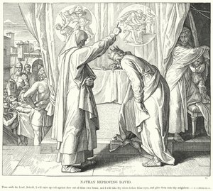Nathan Reproving David (gravyr) av Julius (after) Schnorr von Carolsfeld