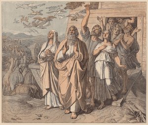 Noa och hans familj lämnar arken, Första Moseboken, VIII av Julius (after) Schnorr von Carolsfeld
