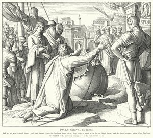 Paulus ankomst till Rom (gravyr) av Julius (after) Schnorr von Carolsfeld
