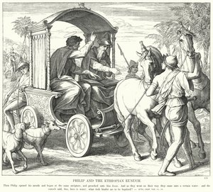 Filip och den etiopiske eunucken (gravyr) av Julius (after) Schnorr von Carolsfeld