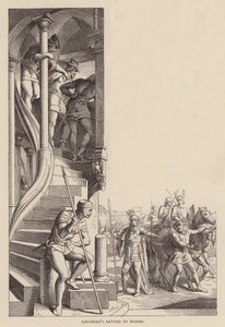 Siegfrieds återkomst till Worms (gravyr) av Julius (after) Schnorr von Carolsfeld
