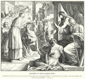 Salomo utropas till kung (gravyr) av Julius (after) Schnorr von Carolsfeld