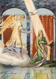 Bebådelsen (färglitografi) av Julius (after) Schnorr von Carolsfeld