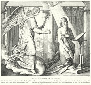 Bebådelsen till Jungfrun (gravyr) av Julius (after) Schnorr von Carolsfeld