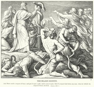 The Brazen Serpent (gravyr) av Julius (after) Schnorr von Carolsfeld
