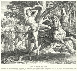 Absaloms död (gravyr) av Julius (after) Schnorr von Carolsfeld