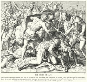 Sauls död (gravyr) av Julius (after) Schnorr von Carolsfeld