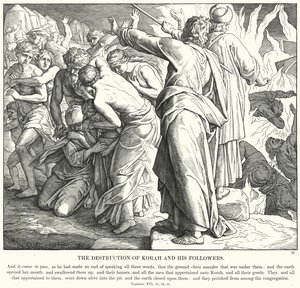 Förstörelsen av Korah och hans anhängare (gravyr) av Julius (after) Schnorr von Carolsfeld