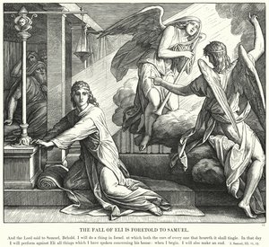 Elis fall är förutsagt för Samuel (gravyr) av Julius (after) Schnorr von Carolsfeld