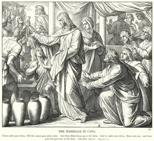 Äktenskapet i Kana (gravyr) av Julius (after) Schnorr von Carolsfeld