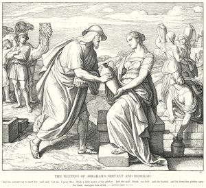 Mötet mellan Abrahams tjänare och Rebecka (gravyr) av Julius (after) Schnorr von Carolsfeld